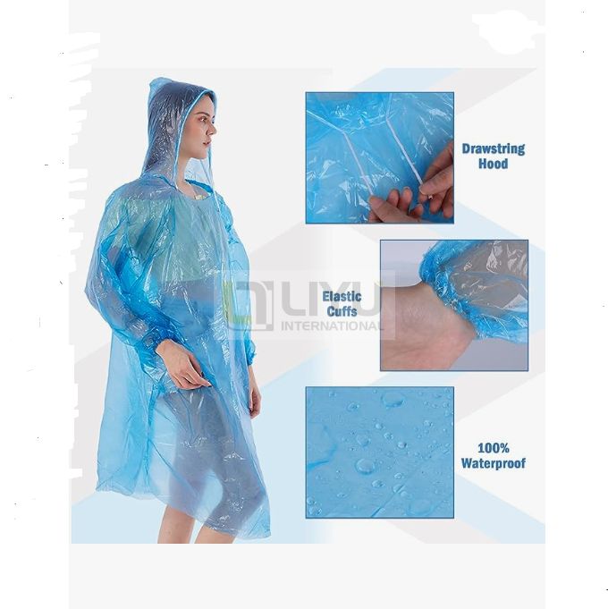  Disposable Poncho Disposable Rain Coats with Hoods Reusable Rain Ponchos for Men Women Kids