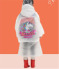 EVA Colorful Unicorns Raincoat for Kids Pink Hooded Rainwear with Backpack Bit And Reflective Strip