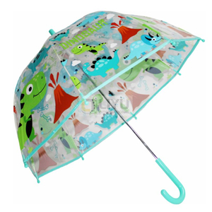 Cartoon Printed POE Kids Bubble Umbrella Clear Dome Umbrella with Safety Opening Stick Umbrella for Girls Boys