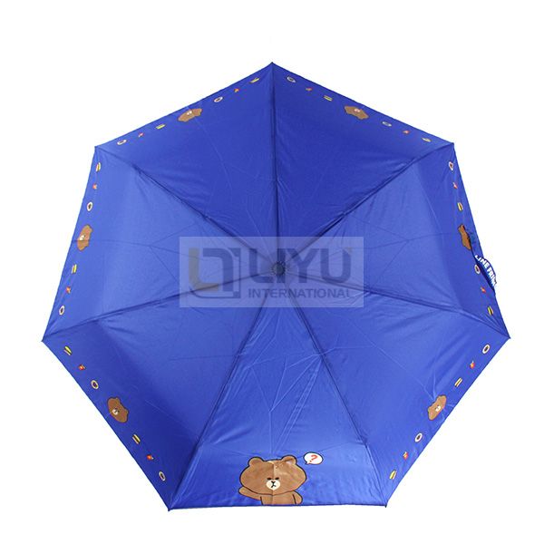 Portable Travel Compact Umbrella Folding Anti-UV Automatic Umbrella for Wind And Rain Adult Folding Umbrella Dark Blue with Bear Pattern