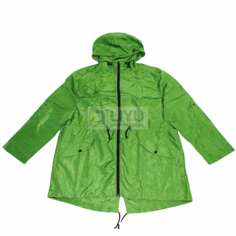Green Raincoat Anorak Rain Jacket Women Long Waterproof Rain Coat Polyester Green Rain Jacket Full Length Raincoat