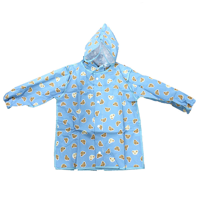 EVA Children's Poncho Full Print Bear Raincoat Blue, Pink Unisex Children's Poncho with Hood