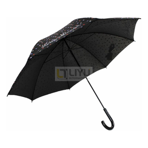 Stick Umbrella Oversize Windproof Umbrella Wooden Hook Handle J Stick Automatic Open Fast Drying Umbrella for Men Women Wave Point