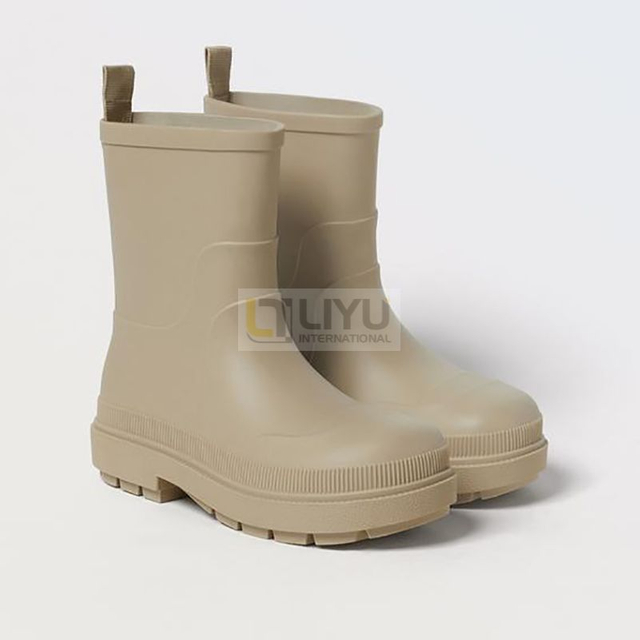 Children's Mid Calf Rubber Waterproof Shoes Army Green Rain Boots Beige Wellington Rain Boots