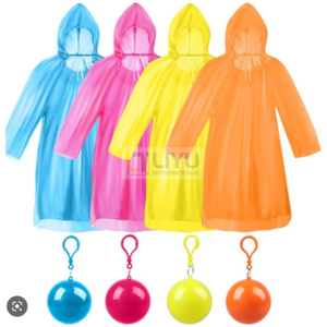PVC Disposable Poncho Disposable Rain Coats with Hoods Rain Ponchos for Men Women Kids