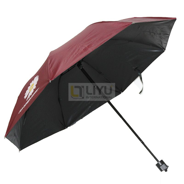 8 K Triple Folding Umbrella Adult Umbrella Windproof And Rainproof Burgundy Manual Umbrella Protects Against UV Rays