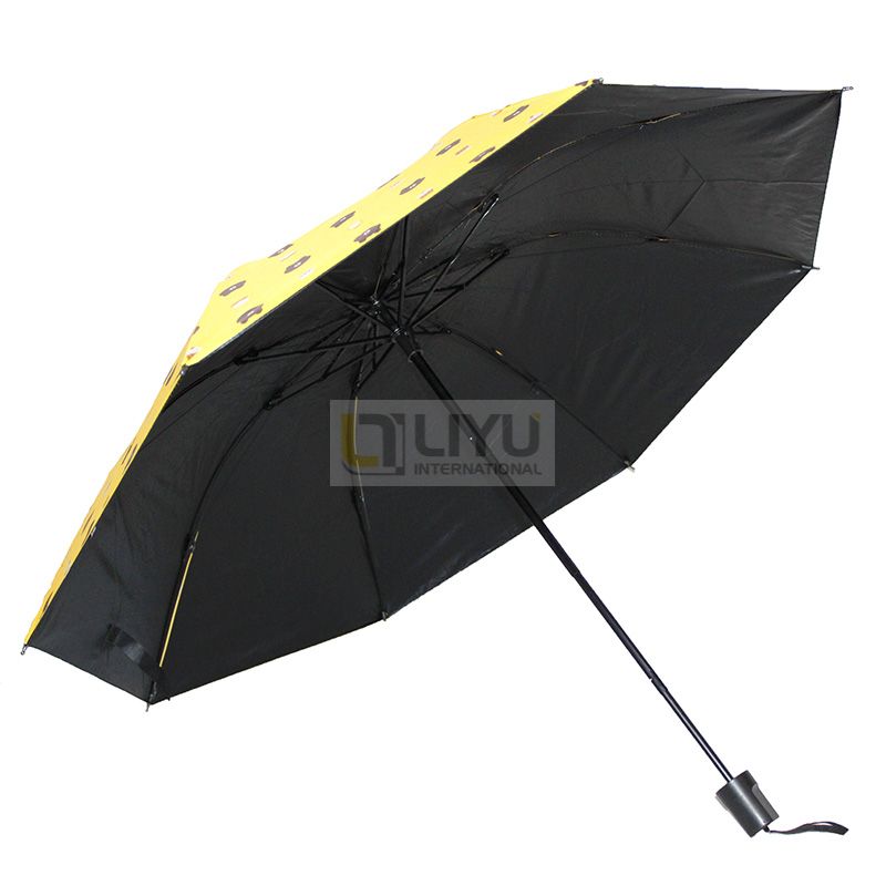 8 K Triple Folding Umbrella Adult Umbrella Windproof And Rainproof Manual Umbrella Yellow Bear Print Umbrella