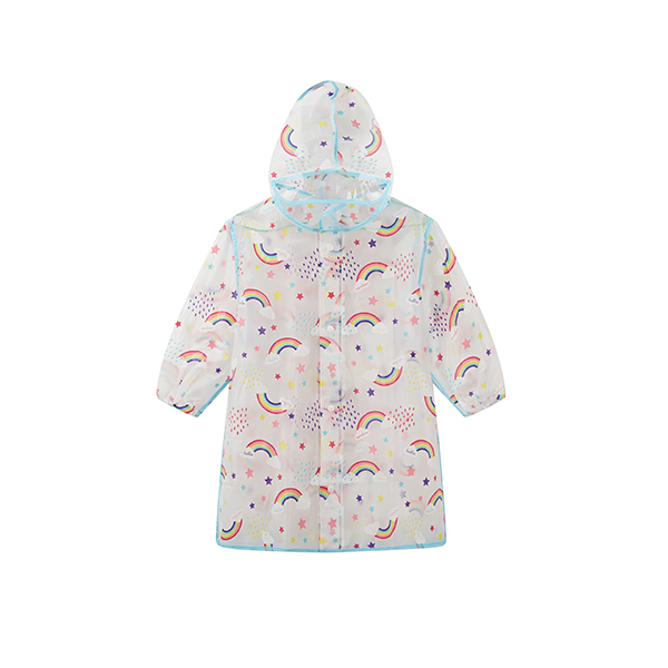 Rainbow Printed EVA Raincoat for Kids Boys Girls Waterproof Rainwear with Hood