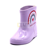 Children's Wellington Rain Boots Outdoor Waterproof Purple PVC Wellies with Printed Pattern
