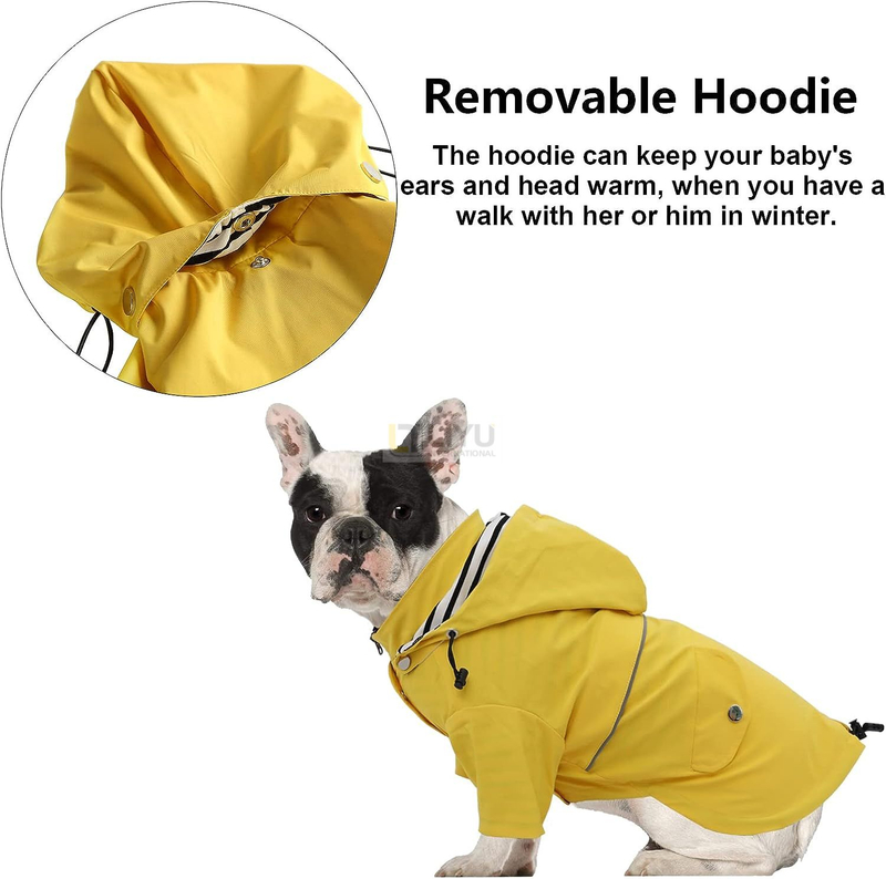 Dog Zip Up Dog Raincoat with Reflective Buttons Rain/Water Resistant