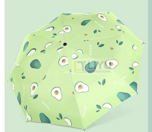 Adult Fruits Pattern Print Folding Umbrella UV Protection Rain And Sun Umbrella Manual Open Pocket Umbrella