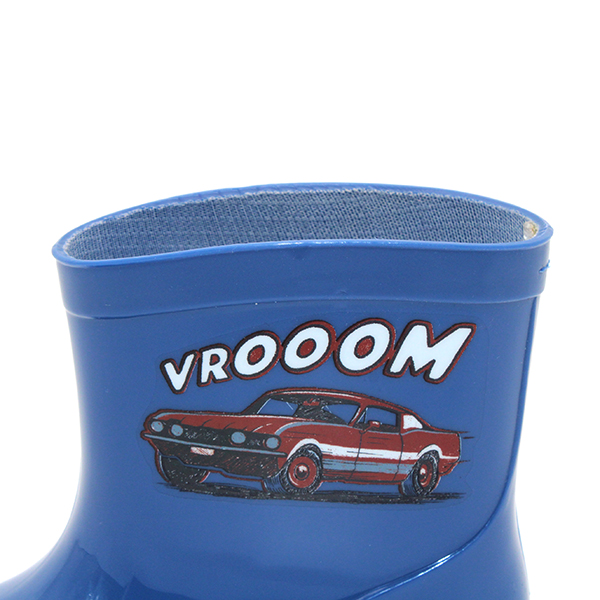 Children's Wellington Rain Boots Outdoor Waterproof Dark Blue PVC Rain Boots with Printed Pattern