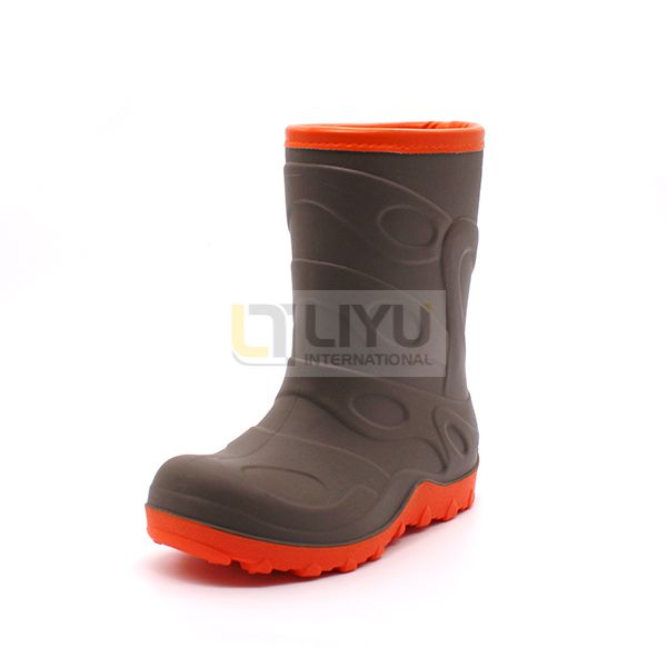 Waterproof Outdoor TPR Children's Rain Boots Wellington Mid-calf Brown Rain Boots