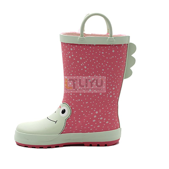 Children's Rubber Rain Boots 3D Printed Frog Style with Handles
