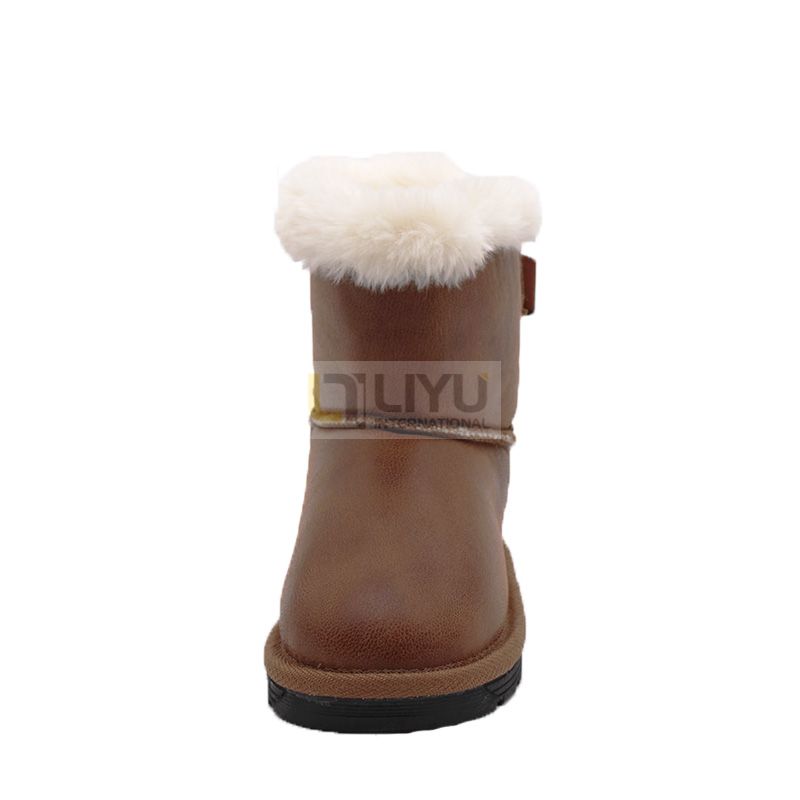 Children's Snow Boots Girls Waterproof Shoes Warm Fashion Bow Brown Snow Boots Outdoor