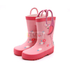 Pink Flamingo Children's Rubber Boots with Handle Fashion Printed Waterproof Shoes