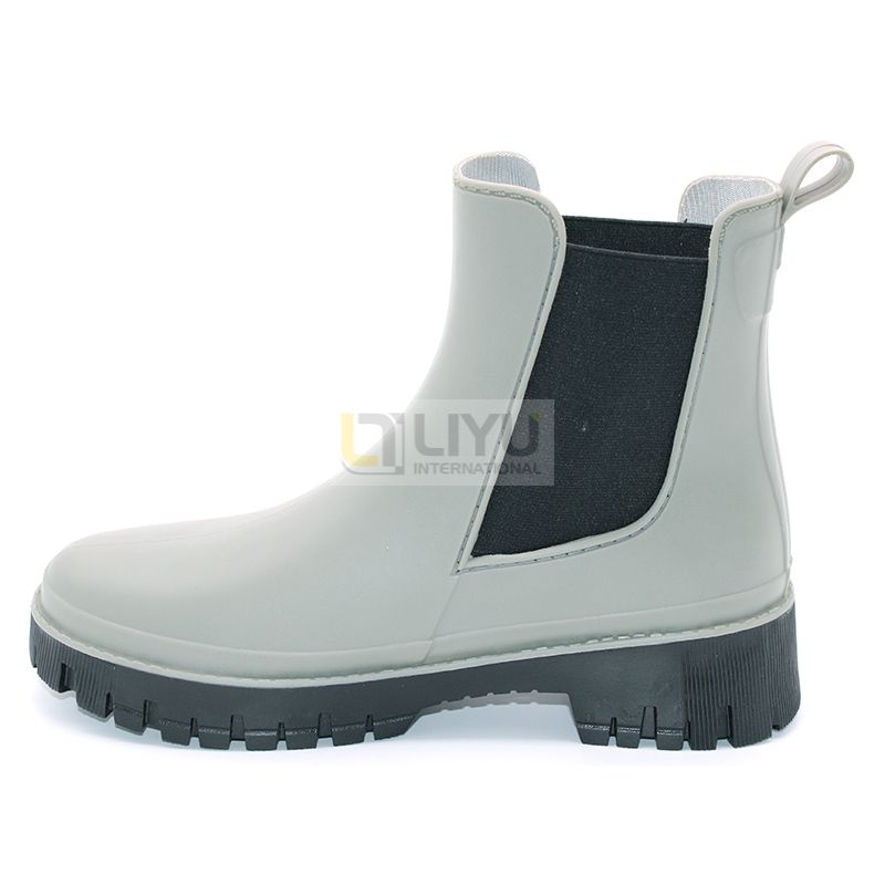 PVC Women's Rain Boots Chelsea Boots Adult Fashion Ankle Black Waterproof Shoes Light Green Shoes