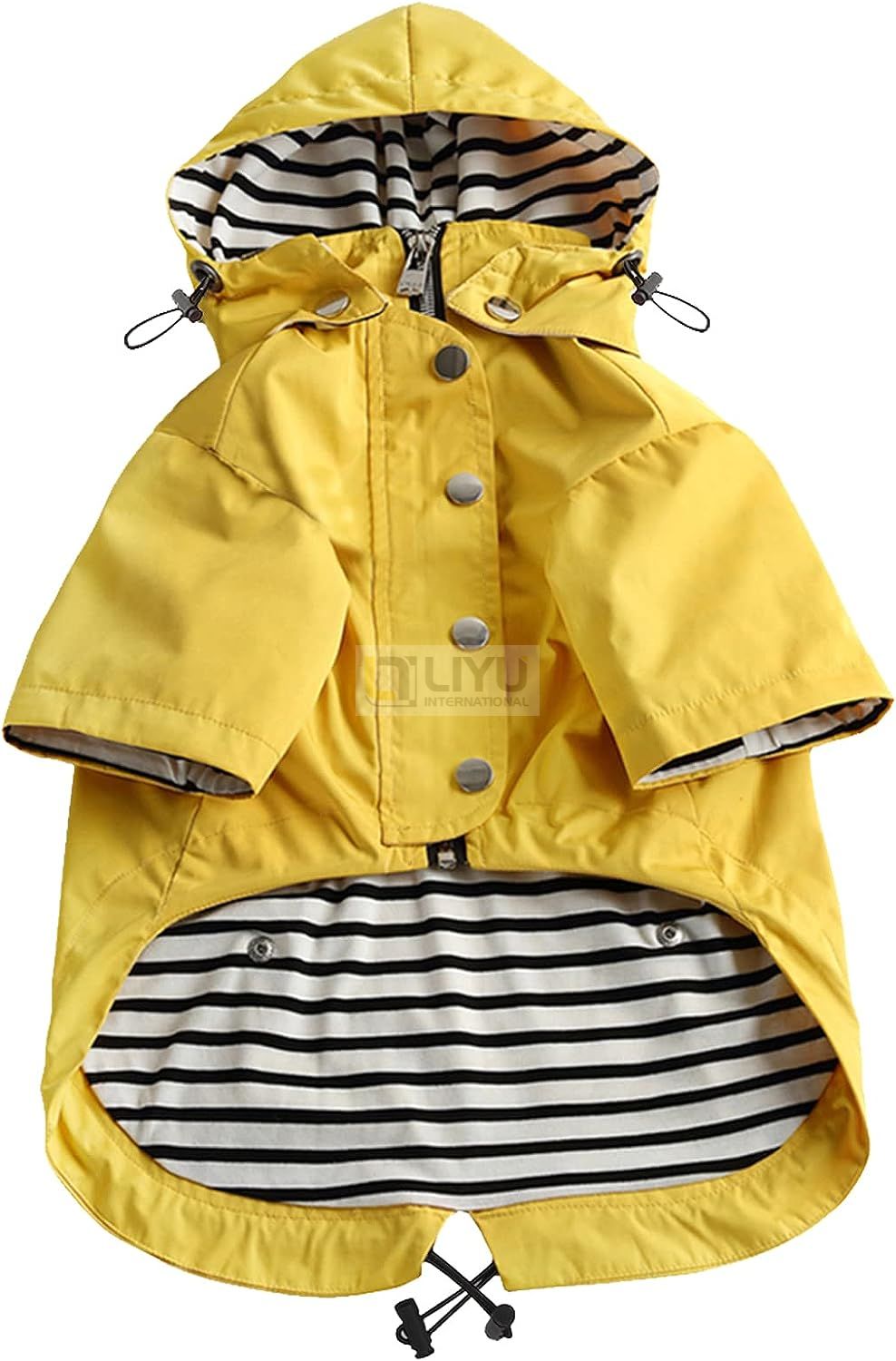 Dog Zip Up Dog Raincoat with Reflective Buttons Rain/Water Resistant Adjustable Drawstring Removable Hood Stylish Premium Dog Raincoats