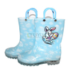 Cute Bunny Style PVC Rain Boots with LED for Kids Wellington Sky Blue Rain Boots with Handles