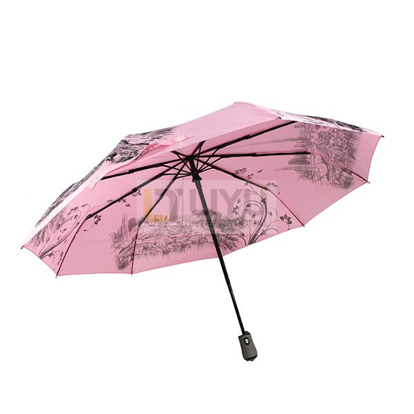 Adult Ladies Print Folding Umbrella Pink Umbrella Automatically Open And Close Pocket Umbrella