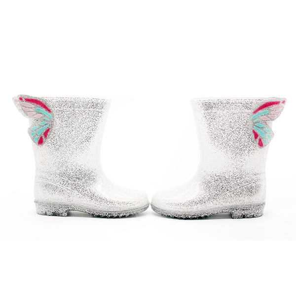 Shiny 3D Butterfly Wellies for Kids Girls Wellington Boots PVC Wellies Kids PVC Rain Boots