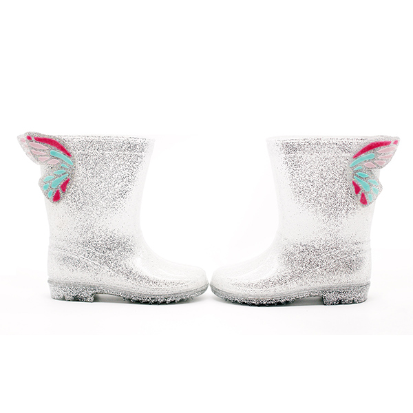 Shiny 3D Butterfly Wellies for Kids Girls Wellington Boots PVC Wellies Kids PVC Rain Boots