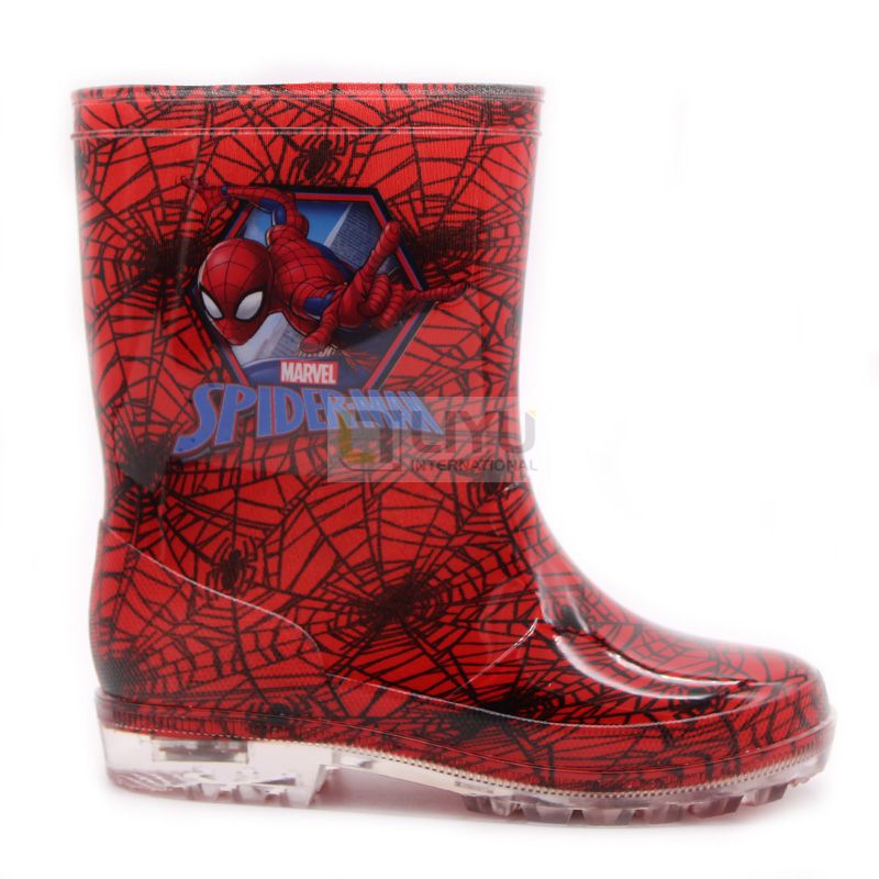 Glowing 3D Spider-Man Rain Boots for Kids Boy Wellington Boots PVC Wellies Kids PVC Rain Boots