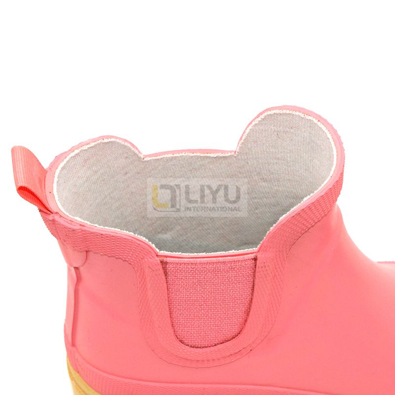 Pink Blue Yellow colorful Kids Rubber Boots with Elastic Strips Ankle Wellington Boot