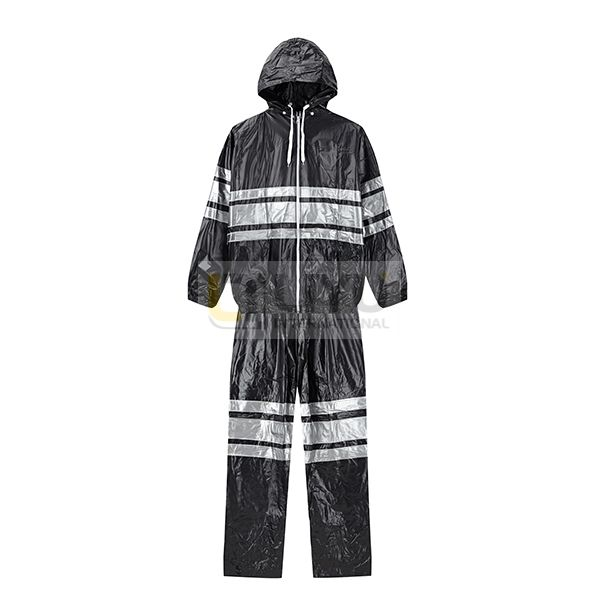 1 Set EVA Rainwear Fashion Zipper Design Rainwear Suit Wear-resistant Hooded Split Raincoat