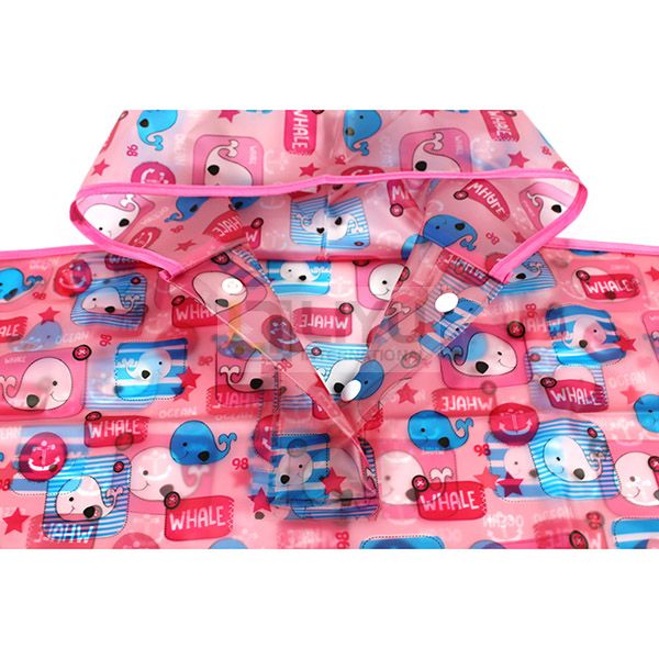 Waterproof Pink Printed TPU Ponchos Toddler Rain Capes Children Rain Wear with Hood for Kids Outdoor Activities 