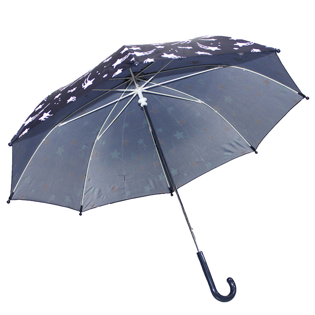  Star Printed Children's Color-changing Manual Umbrella with An Easy Grip Bent Handle Safe Straight Bar Umbrella for Toddler Boys And Girls