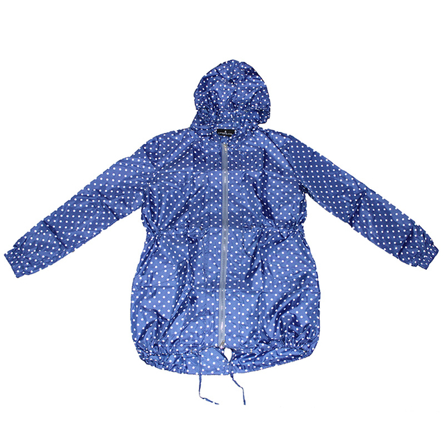Outdoor Hooded Rain Coats for Adult with Pocket Waterproof Lightweight Unisex Blue Polka Dot Raincoat Jackets