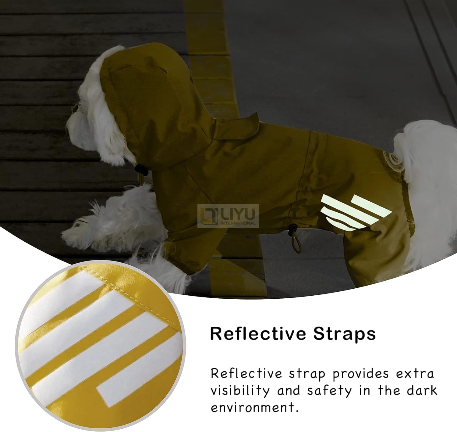 Waterproof Dog Rain Jacket with Hood Reflective Strap for Small Medium Dogs Lightweight Puppy Clothes