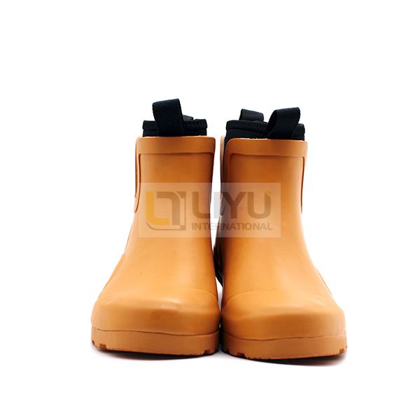 Chelsea Ankle Rubber Rain Boots Wellington Ladies Rain Gumboots with Elastic Orange Waterproof Shoes