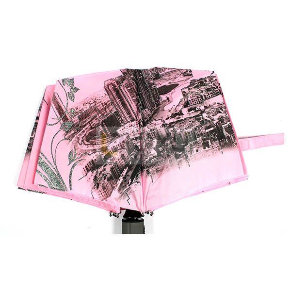 Adult Ladies Print Folding Umbrella Pink Umbrella Automatically Open And Close Pocket Umbrella