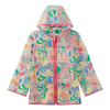 Children's Printed Raincoat with Hood Waterproof Raincoat TPU Girls Windproof Zip-up Raincoat