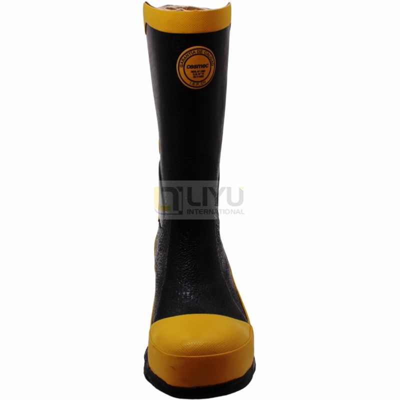 Black & Yellow Men's Rubber Safety Boots – Heavy-Duty, Protective & High-Visibility Work Footwear