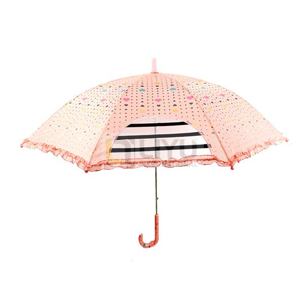 Children's Umbrella Pink Love Polka Dot Printed Fashion Umbrella Easy To Open Manually Polyester Umbrella
