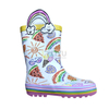 Girls' Rubber Rain Boots with Unicorn & Rainbow Pattern and Carry Handle 