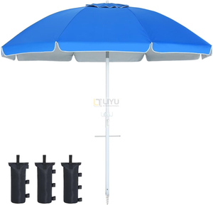 Outdoor Windproof Umbrella with Sand Anchor, Bags & Tilt, Portable UV Protection Sunshade Umbrellas with Carry Bag for Beach Pool Patio Garden, Blue