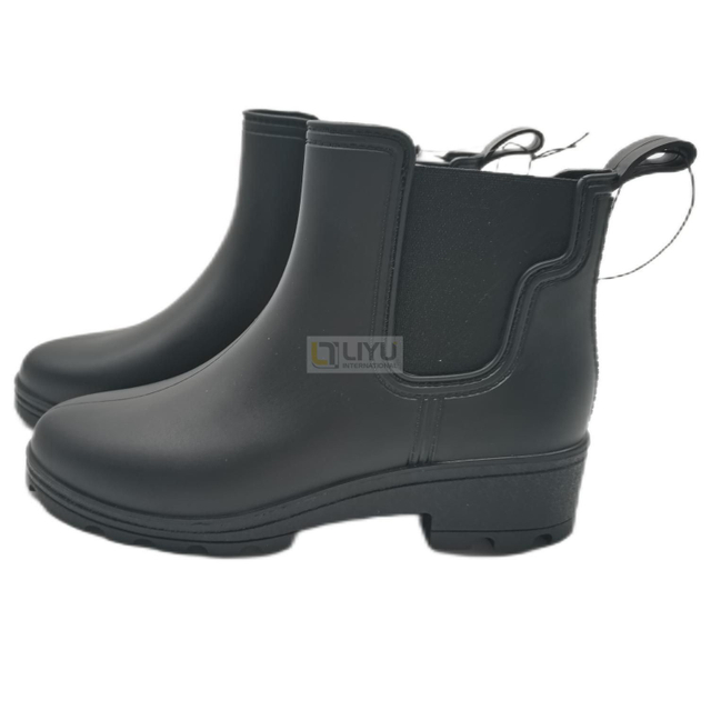 Women Ankle PVC Matte Black Rain Boots Short Rain Shoes 