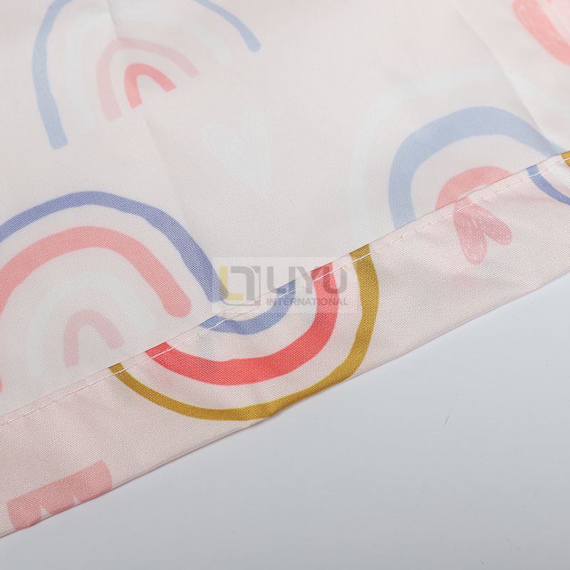 Polyester Jacket Light Pink Children's Waterproof Rain Poncho Rainbow Pattern Print with Hood Polyester Rainwear Girls Rain Coat