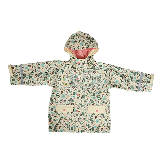 Children's Toddler Reflective Waterproof Jacket Children's PU Raincoat Outdoor Waterproof Rain Jacket Flower Printed Rainwear