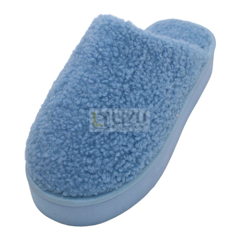 Adult Cotton Indoor Slippers Custom Winter Shoes Women's Thick Soled Indoor Slippers Wool Lined for Winter Warmth Blue, Purple, Beige
