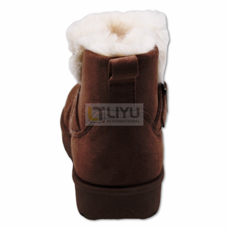 Women's Brown Snow Boots with Heel And Wool Lining, Warm Winter Outdoor Shoes Ankle Warm Boots