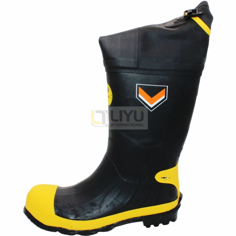 Men‘s Waterproof Rubber Boots Durable Black And Yellow Long - Tube Industrial And Mining Boots