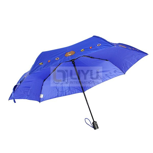 Portable Travel Compact Umbrella Folding Anti-UV Automatic Umbrella for Wind And Rain Adult Folding Umbrella Dark Blue with Bear Pattern