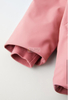 Girls Pink PU Rain Coats Thickened And Fleece Outdoor Waterproof Rain Jacket with Reflective And Zipper And Button Design