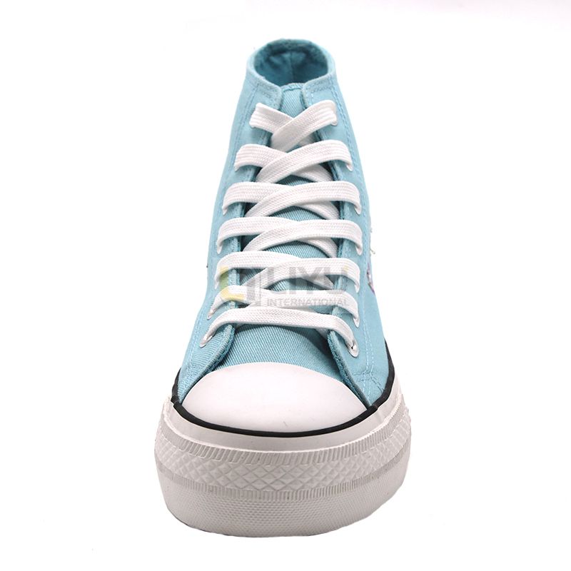 Blue Ground with Floral Adult Sneakers Canvas Vulcanized Shoes High Top Upper Trainers