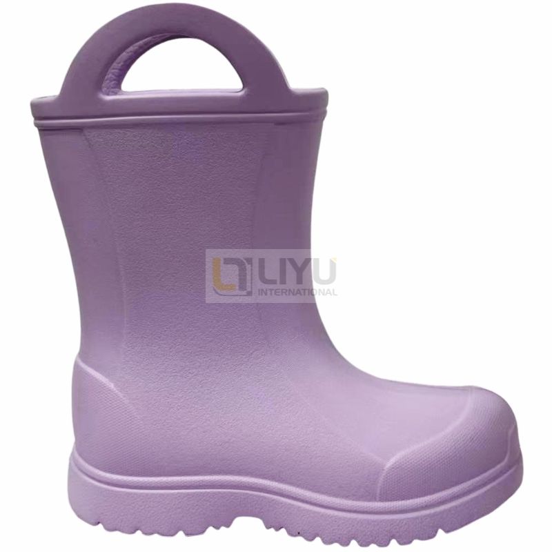 TPE Children's Plain Pink Rain Boots Ankle Rain Shoes